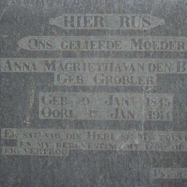 BERG Anna Magrietha, van den nee GROBLER 1845-1914
