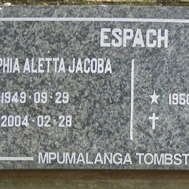 ESPACH Pieter 1950- &amp; Sophia Aletta Jacoba 1949-2004