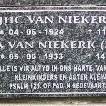 NIEKERK J.H.C., van 1924-1997 &amp; J.A. 1933-2012