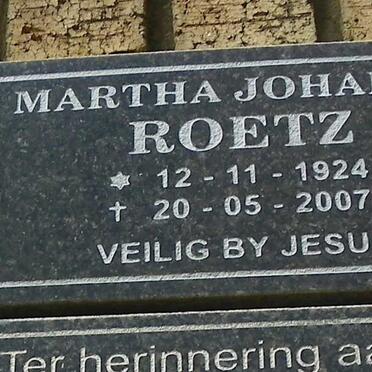 ROETZ Martha Johanna 1924-2007