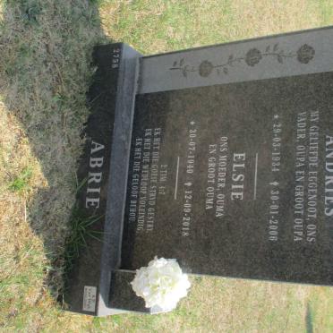 ABRIE Andries 1934-2006 &amp; Elsie 1940-2018