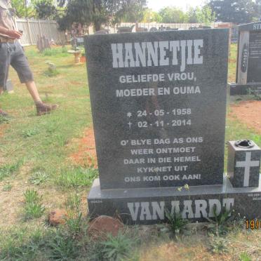 AARDT Hannetjie, van 1958-2014