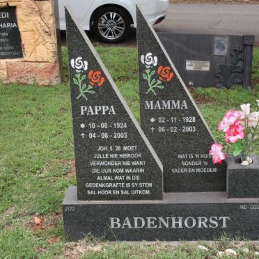 BADENHORST Pappa 1924-2003 &amp; Mamma 1928-2003