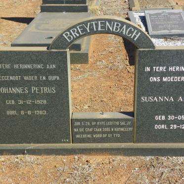 BREYTENBACH Johannes Petrus 1928-1983 &amp; Susanna Adrianna 1933-2012