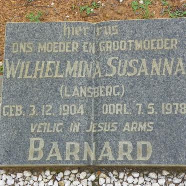 BARNARD Wilhelmina Susanna nee LANSBERG 1904-1978