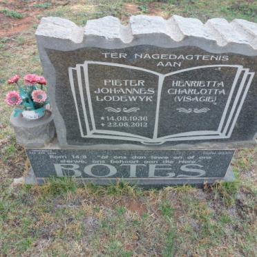 BOTES Pieter Johannes Lodewyk 1936-2012 &amp; Henrietta Charlotta VISAGIE