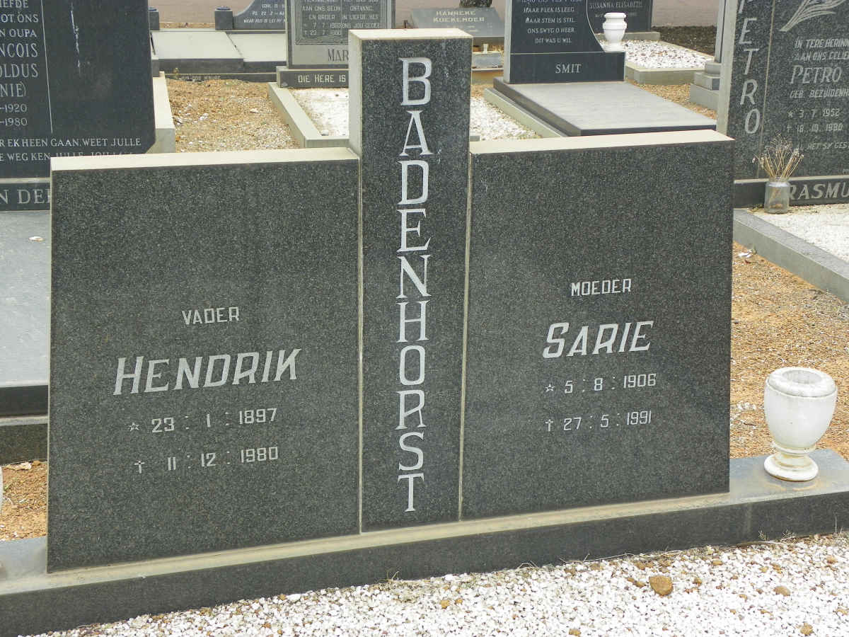BADENHORST Hendrik 1897-1980 & Sarie 1906-1991