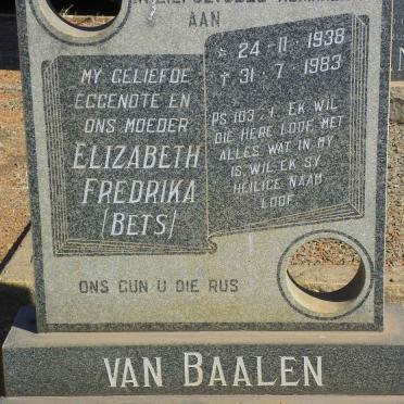 BAALEN Elizabeth Fredrika, van 1938-1983