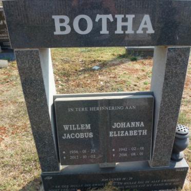BOTHA Willem Jacobus 1936-2012 &amp; Johanna Elizabeth 1942-2016