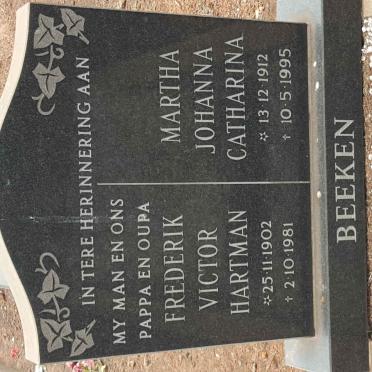 BEEKEN Frederik Victor Hartman 1902-1981 &amp; Martha Johanna Catharina 1912-1995