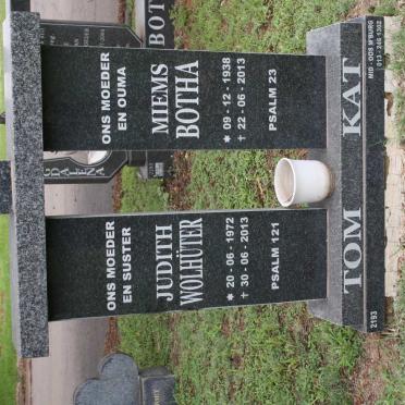 BOTHA Miems 1938-2013 :: WOLHUTER Judith 1972-2013  