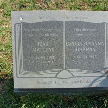 BADENHORST Izak Matthys 1928-2015 &amp; Jacoba Susanna Johanna 1947-