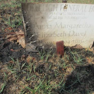 DAVEL Anna Margaretha Elizabeth 1933-?