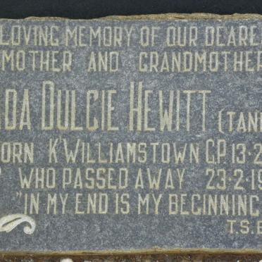 HEWITT George David 1891-1974 &amp; Ada Dulcie TANNER 1899-1983 #2