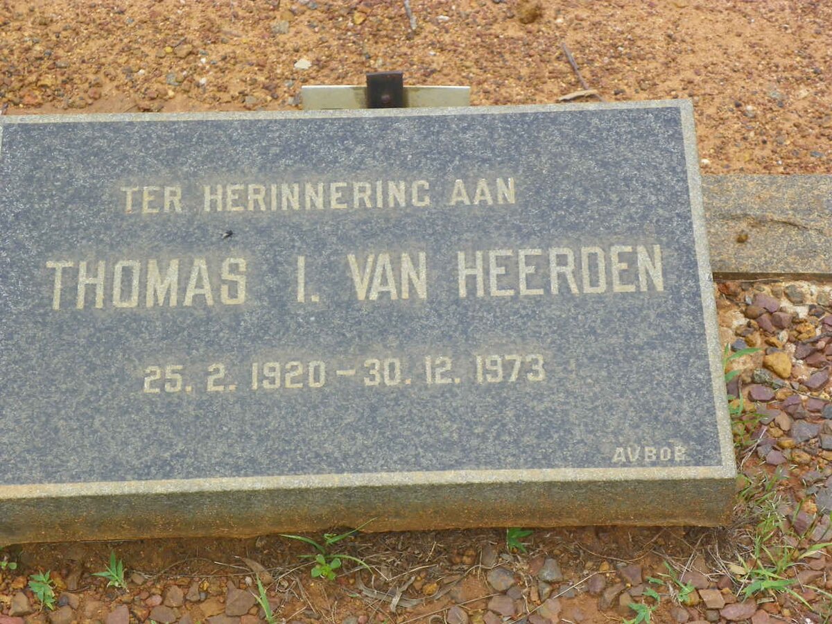 HEERDEN Thomas I., van 1920-1973