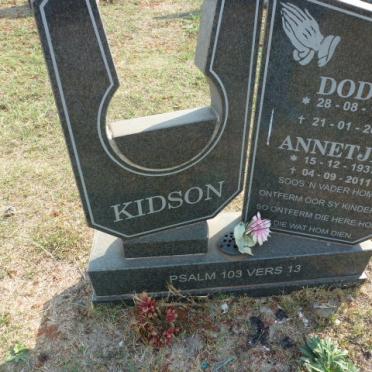 KIDSON Dodd 1929-2010 &amp; Annetjie 1937-2011