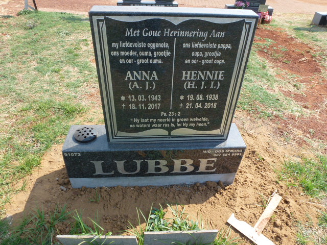 LUBBE H.J.I. 1938-2018 & A.J. 1943-2017