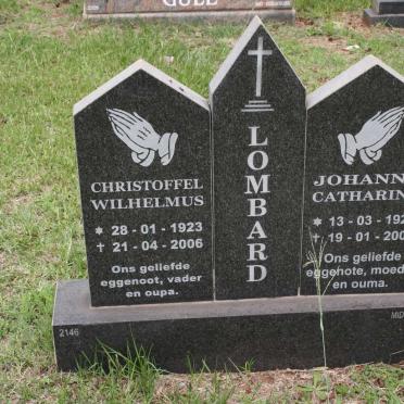 LOMBARD Christoffel Wilhelmus 1923-2006 &amp; Johanna Catharina 1928-2003