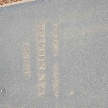 NIEKERK Elizabeth, van 1961-1982