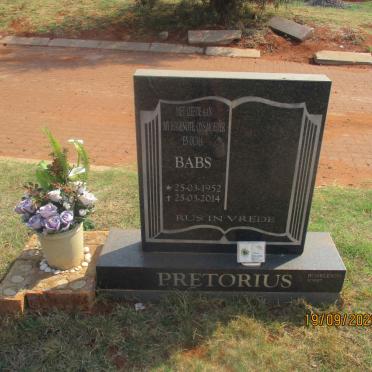 PRETORIUS Babs 1952-2014