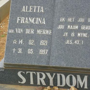 STRYDOM Aletta Francina nee VAN DER MERWE 1921-1997