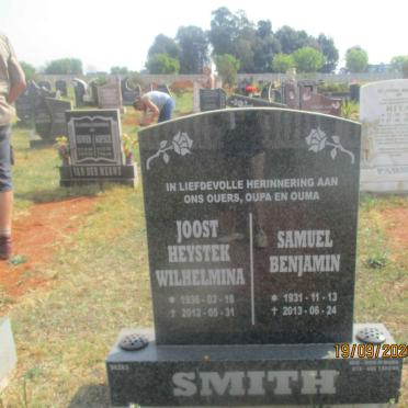 SMITH Samuel Benjamin 1931-2013 &amp; Joost Heystek Wilhelmina 1936-2012