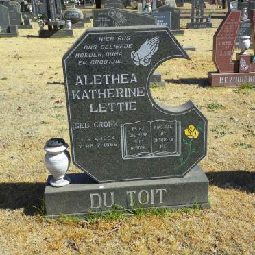 TOIT Alethia Katherine Lettie, du nee CRONK 1924-1996