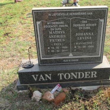 TONDER Mathys Andries Petrus, van 1950-2011 &amp; Johanna Levina 1950-
