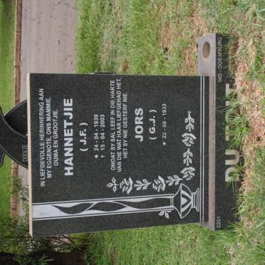 TOIT G.J., du 1933- &amp; J.F. 1939-2003