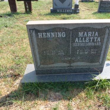 ? Henning 1921-2008 &amp; Maria Alletta LOMBAARD 1930-2015