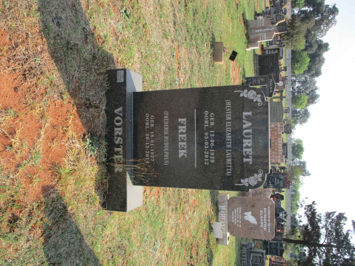 VORSTER Frederik Rudolphus 1927-2014 & Hester Elizabeth Lauretta 1929-2012