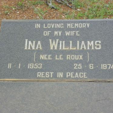 WILLIAMS Ina nee LE ROUX 1953-1974
