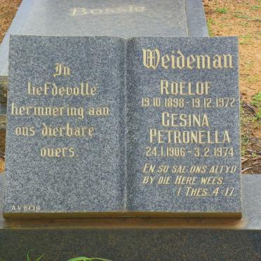 WEIDEMAN Roelof 1898-1972 &amp; Gesina Petronella 1906-1974