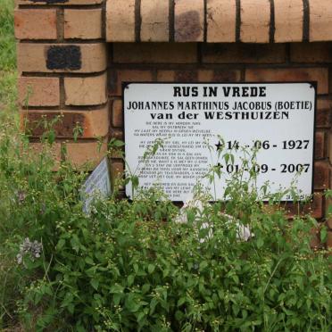 WESTHUIZEN Johannes Marthinus Jacobus, van der 1927-2007