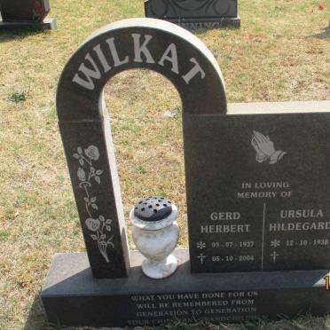 WILKAT Gerd Herbert 1937-2004 &amp; Ursula Hildegard 1938-