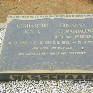 WASSENAAR Gerhardus Jozua 1867-1962 &amp; Susanna C. Magdalena VAN HEERDEN 1872-1955