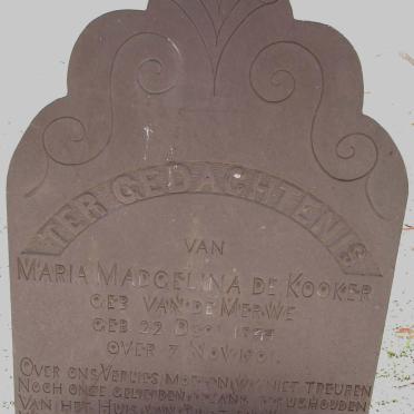 KOOKER Maria Madgelina, de nee VAN DE MERWE 1844-1901