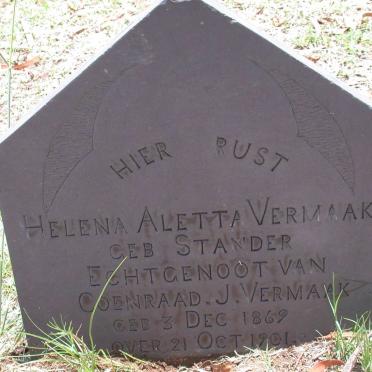 VERMAAK Helena Aletta nee STANDER 1869-1901