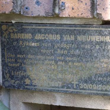 NIEUWENHUIZEN Barend Jacobus, van 1937-2004