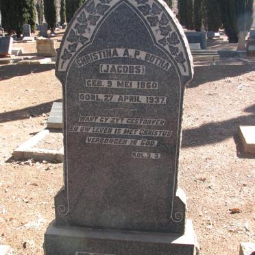 BOTHA Christina A.P. nee JACOBS 1860-1937