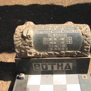BOTHA Gertruida Maria Magdalena nee KRUGER 1904-1944