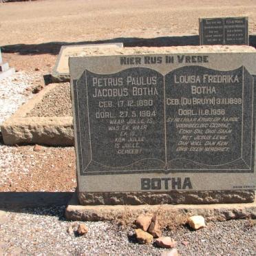 BOTHA Petrus Paulus Jacobus 1890-1984 &amp; Louisa Fredrika DU BRUYN 1898-1956