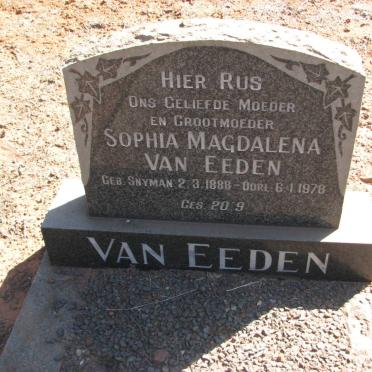 EEDEN Sophia Magdalena, van nee SNYMAN 1888-1978