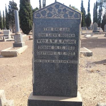 FAURIE A.W.A. 1853-1928