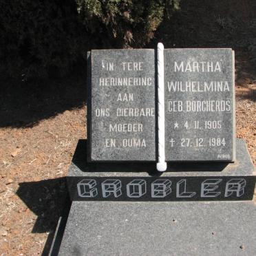 GROBLER Martha Wilhelmina nee BORCHERDS 1905-1984