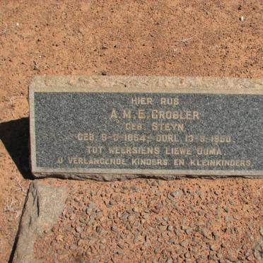 GROBLER A.M.E. nee STEYN 1854-1950