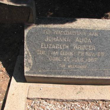 KRUGER Johanna Alida Elizabeth nee VAN EEDEN 1881-1967