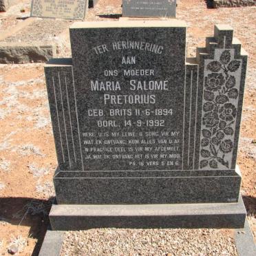 PRETORIUS Maria Salomé nee BRITS 1894-1992