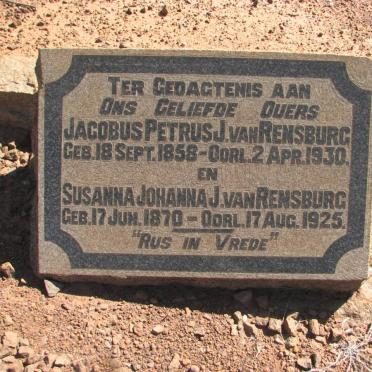 RENSBURG Jacobus Petrus, J. van 1858-1930 &amp; Susanna Johanna 1870-1925