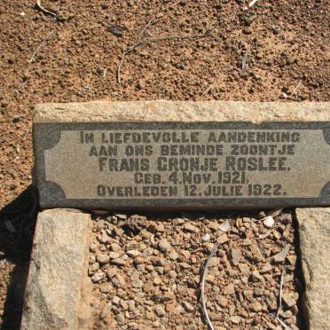 ROSLEE Frans Cronje 1921-1922